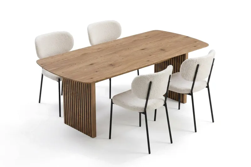 Richeto Matbord 180 cm med 4 st Gemmiano Stolar i Teddy - Ek - Möbler - Bord & matgrupp - Matgrupp