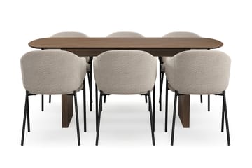 Richeto Matbord 180 cm med 6 Filip Matstolar - Rökt ek / Taupe Bouclé - Möbler - Bord & matgrupp - Matgrupp
