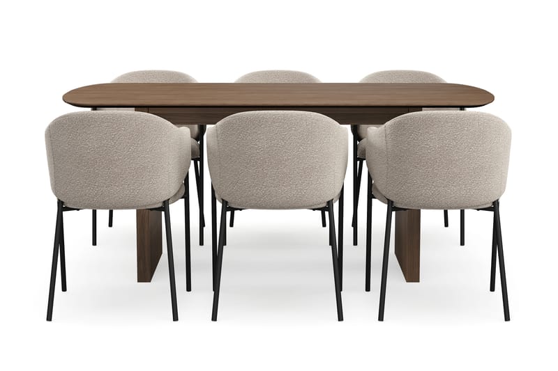 Richeto Matbord 180 cm med 6 Filip Matstolar - Rökt ek / Taupe Bouclé - Möbler - Bord & matgrupp - Matgrupp