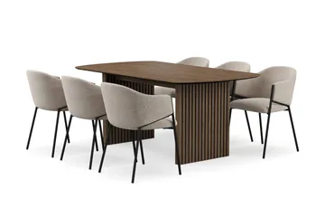 Richeto Matbord 180 cm med 6 Filip Matstolar - Rökt ek / Taupe Bouclé - Möbler - Bord & matgrupp - Matgrupp
