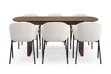 Richeto Matbord 180 cm med 6 Filip Matstolar - Rökt ek / Vit Bouclé - Möbler - Bord & matgrupp - Matgrupp