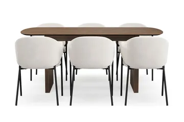 Richeto Matbord 180 cm med 6 Filip Matstolar - Rökt ek / Vit Bouclé - Möbler - Bord & matgrupp - Matgrupp