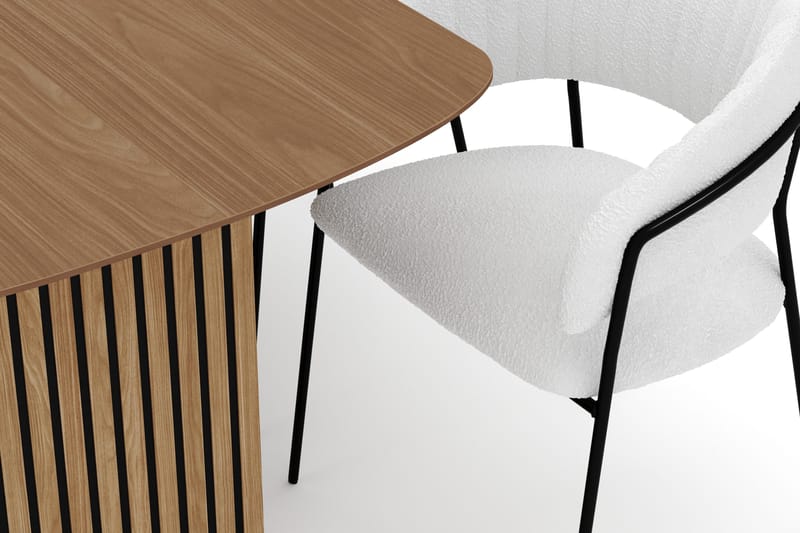 Richeto Matbord 180 cm med 6 Karol Matstolar - Naturlig finish / Vit Bouclé - Möbler - Bord & matgrupp - Matgrupp