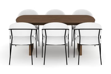 Richeto Matbord 180 cm med 6 Karol Matstolar - Rökt ek / Vit Bouclé - Möbler - Bord & matgrupp - Matgrupp