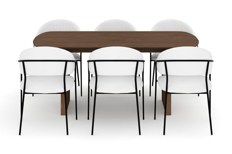 Richeto Matbord 180 cm med 6 Karol Matstolar - Rökt ek / Vit Bouclé - Möbler - Bord & matgrupp - Matgrupp