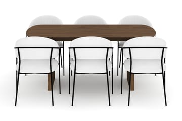 Richeto Matbord 180 cm med 6 Karol Matstolar - Rökt ek / Vit Bouclé - Möbler - Bord & matgrupp - Matgrupp