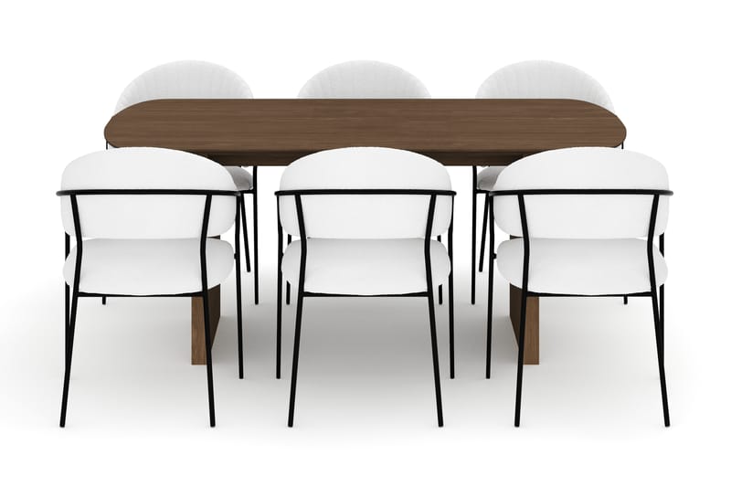 Richeto Matbord 180 cm med 6 Karol Matstolar - Rökt ek / Vit Bouclé - Möbler - Bord & matgrupp - Matgrupp