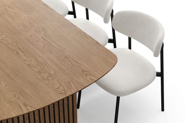 Richeto Matbord 180 cm med 6 Lucy Matstolar - Naturlig finish / Vit Bouclé / Metallben Svart - Möbler - Bord & matgrupp - Matgrupp