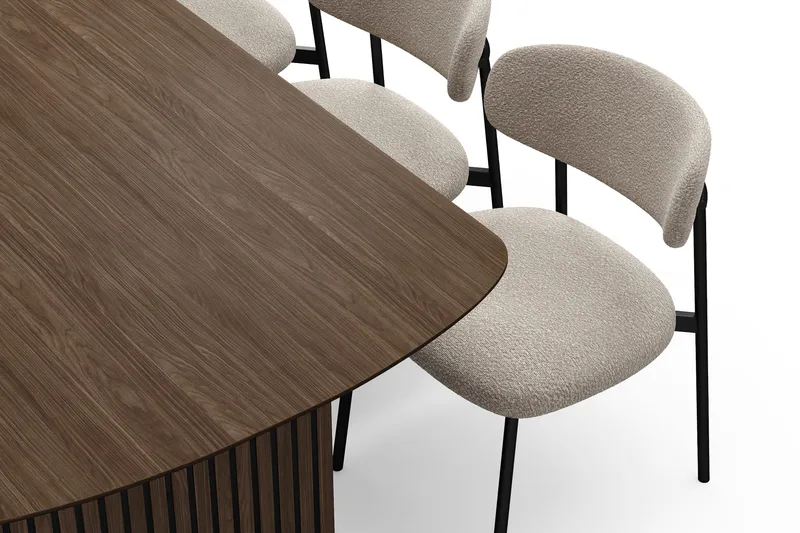 Richeto Matbord 180 cm med 6 Lucy Matstolar - Rökt ek / Greige Bouclé - Möbler - Bord & matgrupp - Matgrupp