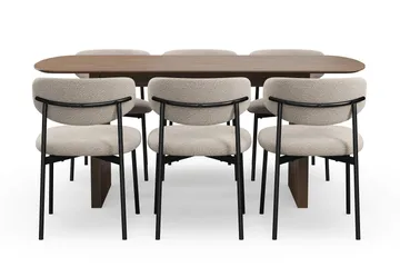 Richeto Matbord 180 cm med 6 Lucy Matstolar - Rökt ek / Greige Bouclé - Möbler - Bord & matgrupp - Matgrupp