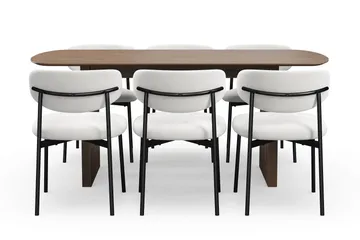 Richeto Matbord 180 cm med 6 Lucy Matstolar - Rökt ek / Vit Bouclé - Möbler - Bord & matgrupp - Matgrupp