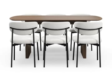 Richeto Matbord 180 cm med 6 Lucy Matstolar - Rökt ek / Vit Bouclé - Möbler - Bord & matgrupp - Matgrupp