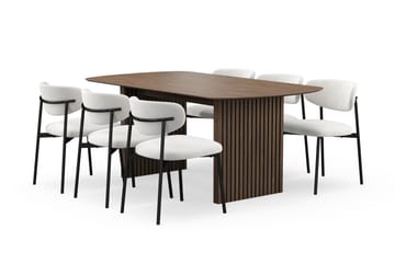 Richeto Matbord 180 cm med 6 Lucy Matstolar - Rökt ek / Vit Bouclé - Möbler - Bord & matgrupp - Matgrupp