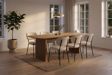 Richeto Matbord 180 cm med 6 st Gemmiano Stolar i Teddy - Brun, Vit - Möbler - Bord & matgrupp - Matgrupp
