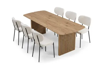Richeto Matbord 180 cm med 6 st Gemmiano Stolar i Teddy - Brun, Vit - Möbler - Bord & matgrupp - Matgrupp