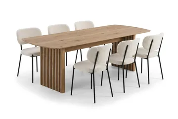 Richeto Matbord 180 cm med 6 st Gemmiano Stolar i Teddy - Brun, Vit - Möbler - Bord & matgrupp - Matgrupp