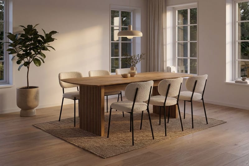 Richeto Matbord 180 cm med 6 st Gemmiano Stolar i Teddy - Ek - Möbler - Bord & matgrupp - Matgrupp