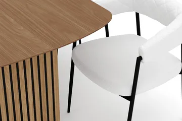 Richeto Matbord 180 cm med 6 Velma Matstolar - Naturlig finish / Vit Bouclé - Möbler - Bord & matgrupp - Matgrupp