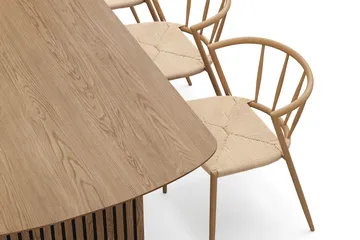 Richeto Matbord 180 cm med 6 Winston Matstolar - Naturlig finish / Beige / Metallben Ek - Möbler - Bord & matgrupp - Matgrupp