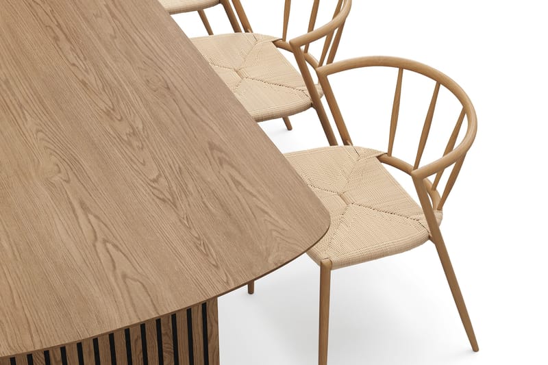 Richeto Matbord 180 cm med 6 Winston Matstolar - Naturlig finish / Beige / Metallben Ek - Möbler - Bord & matgrupp - Matgrupp