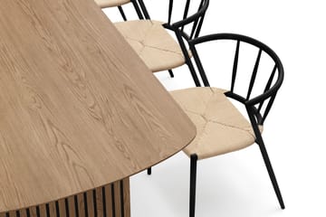 Richeto Matbord 180 cm med 6 Winston Matstolar - Naturlig finish / Beige / Metallben Svart - Möbler - Bord & matgrupp - Matgrupp