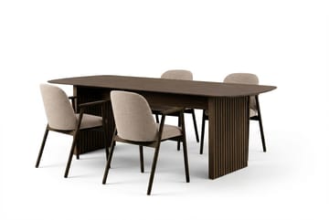 Richeto Matbord 180 cm Rökt Ek med 4 Reciclar Matstolar - Rökt ek/Greige - Möbler - Bord & matgrupp - Matgrupp