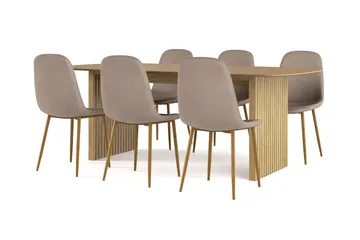 Richeto Matbord 210 cm ek +  6 st Nibe stol brun med ek ben - Ek - Möbler - Bord & matgrupp - Matgrupp