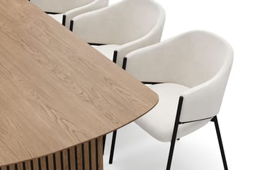 Richeto Matbord 210 cm med 6 Filip Matstolar - Naturlig finish / Vit Bouclé - Möbler - Bord & matgrupp - Matgrupp