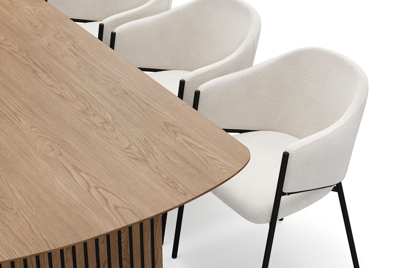 Richeto Matbord 210 cm med 6 Filip Matstolar - Naturlig finish / Vit Bouclé - Möbler - Bord & matgrupp - Matgrupp
