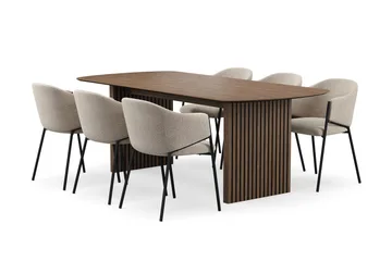 Richeto Matbord 210 cm med 6 Filip Matstolar - Rökt ek / Taupe Bouclé - Möbler - Bord & matgrupp - Matgrupp