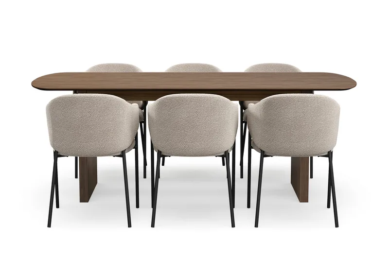 Richeto Matbord 210 cm med 6 Filip Matstolar - Rökt ek / Taupe Bouclé - Möbler - Bord & matgrupp - Matgrupp