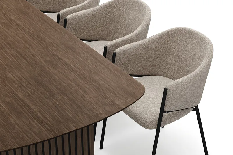 Richeto Matbord 210 cm med 6 Filip Matstolar - Rökt ek / Taupe Bouclé - Möbler - Bord & matgrupp - Matgrupp