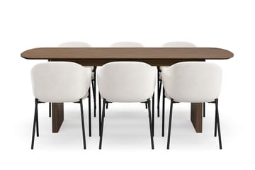 Richeto Matbord 210 cm med 6 Filip Matstolar - Rökt ek / Vit Bouclé - Möbler - Bord & matgrupp - Matgrupp