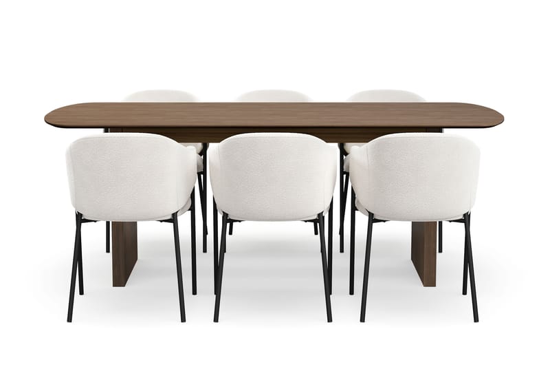 Richeto Matbord 210 cm med 6 Filip Matstolar - Rökt ek / Vit Bouclé - Möbler - Bord & matgrupp - Matgrupp