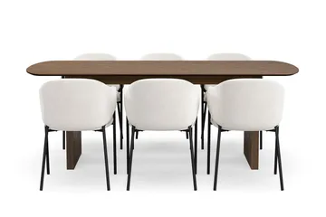 Richeto Matbord 210 cm med 6 Filip Matstolar - Rökt ek / Vit Bouclé - Möbler - Bord & matgrupp - Matgrupp