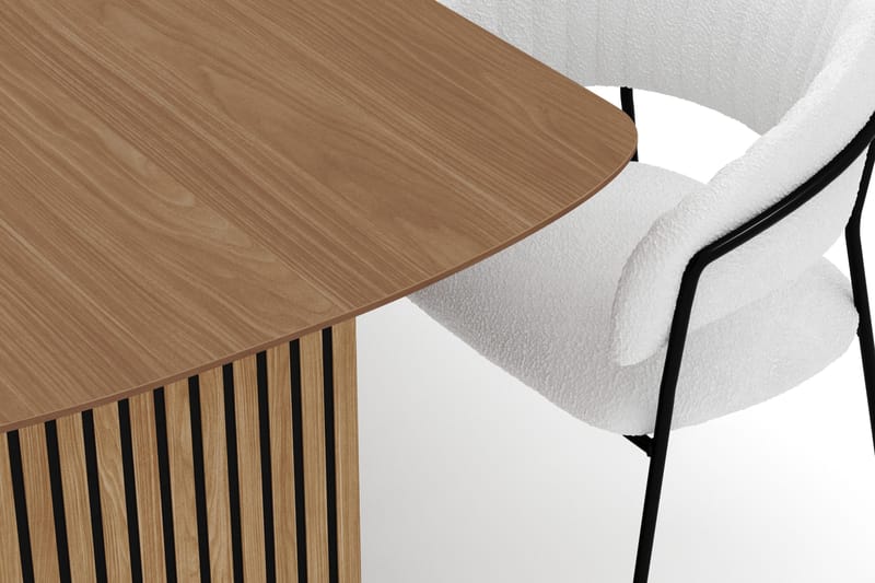 Richeto Matbord 210 cm med 6 Karol Matstolar - Naturlig finish / Vit Bouclé - Möbler - Bord & matgrupp - Matgrupp