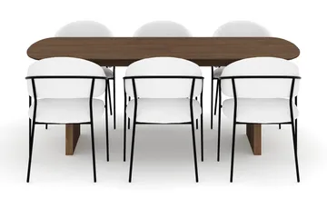 Richeto Matbord 210 cm med 6 Karol Matstolar - Rökt ek / Vit Bouclé - Möbler - Bord & matgrupp - Matgrupp