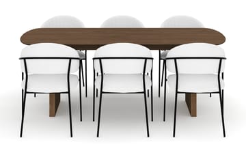 Richeto Matbord 210 cm med 6 Karol Matstolar - Rökt ek / Vit Bouclé - Möbler - Bord & matgrupp - Matgrupp