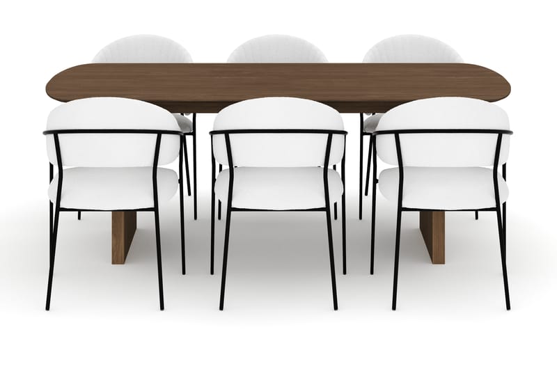 Richeto Matbord 210 cm med 6 Karol Matstolar - Rökt ek / Vit Bouclé - Möbler - Bord & matgrupp - Matgrupp