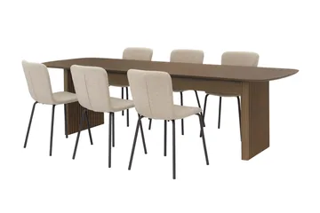 Richeto Matbord 210 cm med 6 Katy Matstolar - Rökt ek / Greige Bouclé - Möbler - Bord & matgrupp - Matgrupp