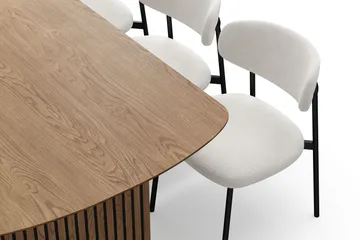 Richeto Matbord 210 cm med 6 Lucy Matstolar - Naturlig finish / Vit Bouclé / Metallben Svart - Möbler - Bord & matgrupp - Matgrupp