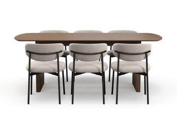 Richeto Matbord 210 cm med 6 Lucy Matstolar - Rökt ek / Greige Bouclé - Möbler - Bord & matgrupp - Matgrupp