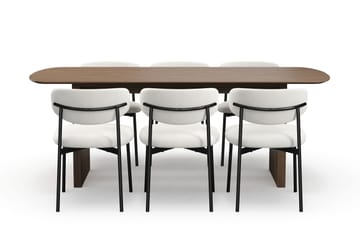 Richeto Matbord 210 cm med 6 Lucy Matstolar - Rökt ek / Vit Bouclé - Möbler - Bord & matgrupp - Matgrupp