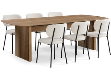 Richeto Matbord 210 cm med 6 st Gemmiano Stolar i Teddy - Ek - Möbler - Bord & matgrupp - Matgrupp