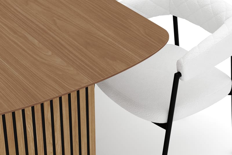 Richeto Matbord 210 cm med 6 Velma Matstolar - Naturlig finish / Vit Bouclé - Möbler - Bord & matgrupp - Matgrupp