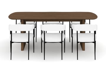 Richeto Matbord 210 cm med 6 Velma Matstolar - Rökt ek / Vit Bouclé - Möbler - Bord & matgrupp - Matgrupp