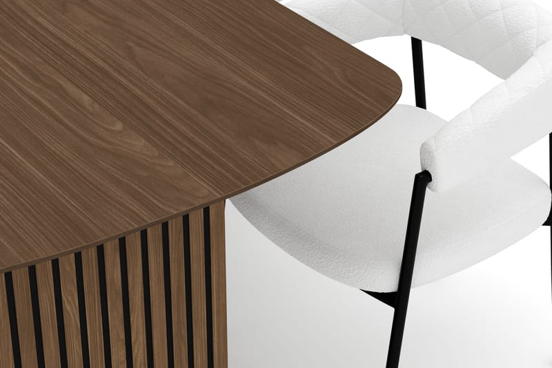 Richeto Matbord 210 cm med 6 Velma Matstolar - Rökt ek / Vit Bouclé - Möbler - Bord & matgrupp - Matgrupp