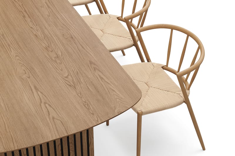 Richeto Matbord 210 cm med 6 Winston Matstolar - Naturlig finish / Beige / Metallben Ek - Möbler - Bord & matgrupp - Matgrupp