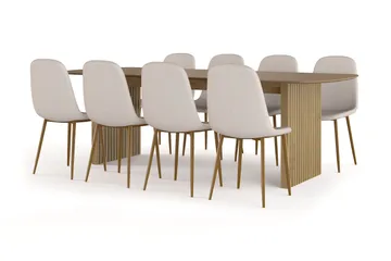 Richeto Matbord 240 cm ek +  8 st Nibe stol beige med ek ben - Ek - Möbler - Bord & matgrupp - Matgrupp