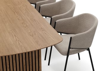 Richeto Matbord 240 cm med 6 Filip Matstolar - Naturlig finish / Taupe Bouclé - Möbler - Bord & matgrupp - Matgrupp